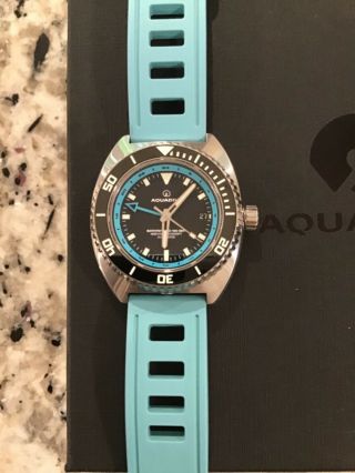 Aquadive Bathysphere100 Gmt Dive Watch Turquoise,  Card,  Movement Doc