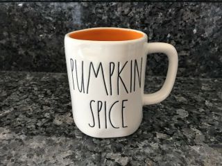 Rae Dunn Pumpkin Spice Double - Sided Ll Mug Orange Interior Htf