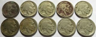 10 Better Date Buffalo Nickels 1913 - Pd (type 2),  1916/17 - S/18 - Ps/19 - Pd/20 - D?/21