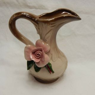 Nuova Capodimonte Pitcher / Vase With Pink Roses