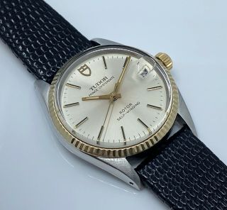 Vintage Rolex Tudor Prince Oyster Date 14k Gold & Steel Wrist Watch Ref 75403