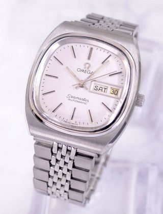 VINTAGE OMEGA SEAMASTER AUTO CAL1020 DAY&DATE SILVER DIAL MEN ' S WATCH 2