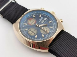 Vintage Mido Automatic Blue Chronograph Day/date Gold Plaque - Cal 7750 - 43 Mm