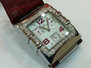 Omega Constellation Quadra Ladies Chronograph Wristwatch Diamonds Mop