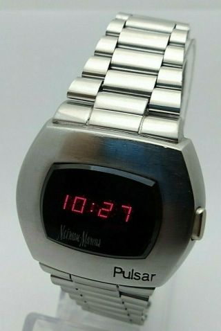 1970s PULSAR P - 2 NEIMAN MARCUS REF.  29166 LED TIME COMPUTER WATCH HARD TO FIND 3