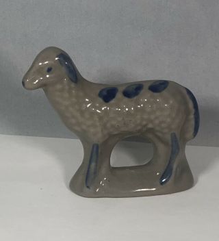 Beaumont Brothers Pottery Sheep Lamb Bbp Salt Glazed 1998 Blue Coloring