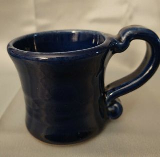 Hand Thrown Pottery Coffee Mug Cobalt Blue Artist Signed Cassidie 6fl Oz