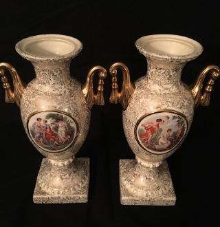 Empire Ware England Porcelain Pedestal Vases B 1178