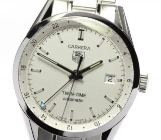 Tag Heuer Carrera Twin Time Wv2116 - 0 Silver Dial Automatic Men 