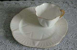 Vintage Shelley Regency White Gold Luncheon Cup And Plate Set,  England