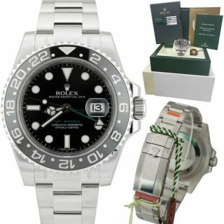 Rolex Gmt - Master Ii Steel Ceramic Black/green 40mm Watch Box/papers M 116710