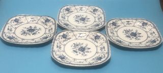 4 Johnson Brothers Indies Blue Square Luncheon Plates