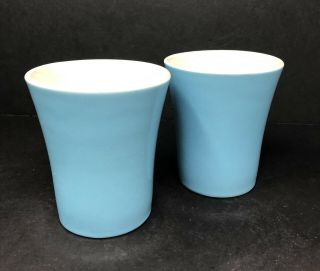 Royal China Blue Heaven Mid - Century Atomic Juice Porcelain Tumbler Glass Cups