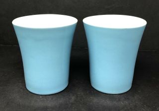 Royal China Blue Heaven Mid - Century Atomic Juice Porcelain Tumbler Glass Cups 2