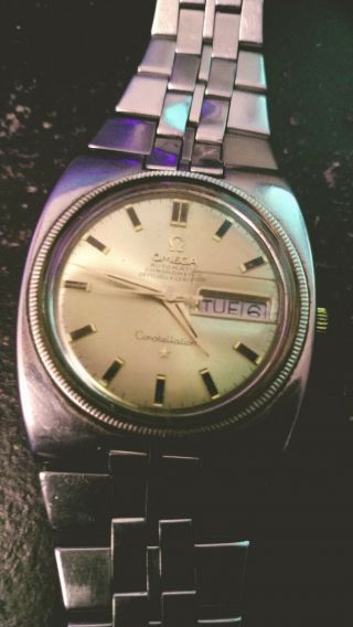 Vintage Omega Constellation Day/date 18k Gold Capped Ss Cal 752 Automatic