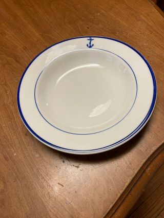 Vintage Shenango U.  S Navy Blue Anchor 9 " Restaurant Ware Plate Bowl Made In Pa