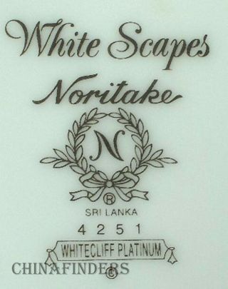 NORITAKE china WHITECLIFF Platinum 4251 Cup & Saucer - Set of Two (2) - 2 - 5/8 