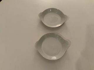 2 Apilco France White Porcelain Au Gratin Round Dish W/handles 5 1/2