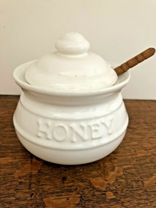 Pfaltzgraff Hearth White 16 Oz Honey Pot With Drizzler Hard To Find
