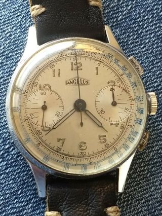 Vintage Angelus Military Style Chronograph Wristwatch.  Call.  215.