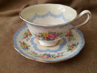 Royal Albert Prudence Tea Cup And Saucer,  Blue With Flowers