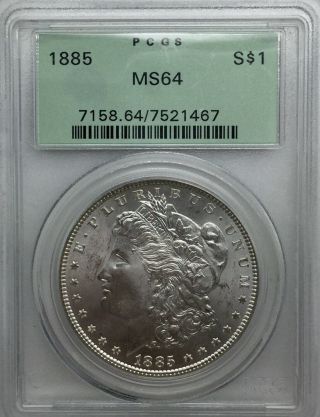 1885 P Morgan Dollar Pcgs Ms64 Coin Old Green Holder