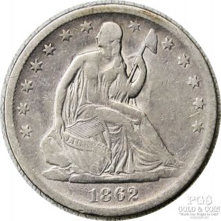1862 - S Seated Liberty Half Dollar 50c Us Silver Coin 19451