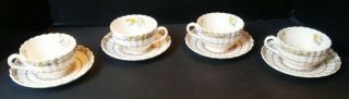 Vintage Spode Copeland Buttercup Tea Cup Set Of 4 Vintage Made In England