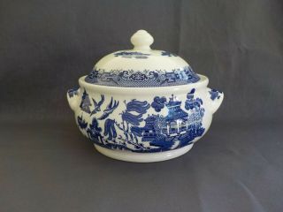 Churchill England Blue Willow Soup Tureen English Tableware Casserole Lid Handle