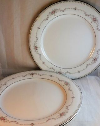 Fairmont Noritake 10 1/2 " Dinner Plates (set Of 3) Pattern 6102 Platinum Trim