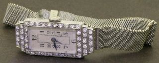 Antique Platinum 0.  92ct Vs1/f Diamond Ladies Mechanical Watch W/ 18k Wg Band