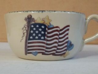 Home and Garden Party American Flag Soup Bowl Hot Cocoa/Tea Mug Stoneware 2003 2