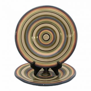 2 Tabletops Gallery Los Colores Hand Painted Salad Plates Striped 8 "