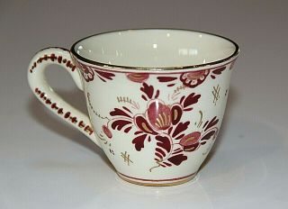 Vintage Delft Holland Red Regina Demitasse Tea Cup,  Porcelain,  2 " Tall,  Floral