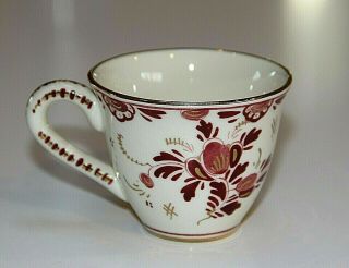 Vintage DELFT Holland RED REGINA Demitasse Tea Cup,  Porcelain,  2 