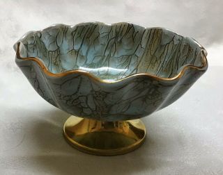 Handpainted Delftware Bowl With Brass Accents,  Made In Holland