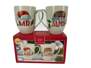 Lenox Home For The Holidays Mr And Mrs Christmas 2 Mug Set Christmas Nib