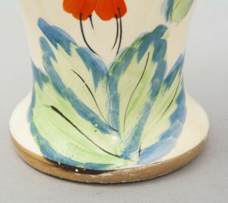 Art Deco Arthur Woods Porcelain Flower Vase w/ Frog Hand Painted Basket England 3