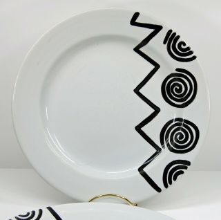 2 Wilton Armetale Rwp Reggae Black White Ceramic Porcelain 9 " Dinner Salad Plate