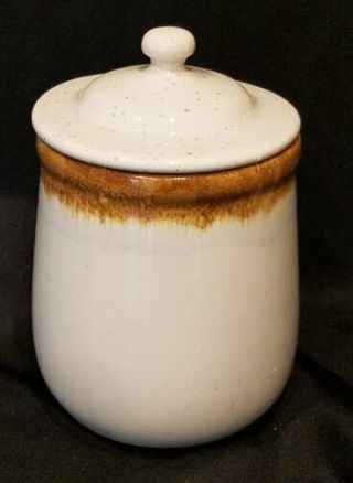 Mccoy Pottery - White & Brown Lidded Biscuit Jar Canister Rustic Farmhouse Décor