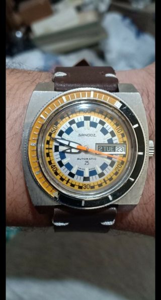 Rare Vintage Sandoz Divers 25 Automatic Men Wrist Watch
