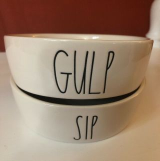 Rae Dunn Set Of 2 Sip And Gulp Cat Dishes
