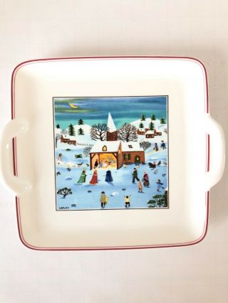 Villeroy & Boch Naif Christmas - Square Cookie Plate With Handles 9” X 8” X 3
