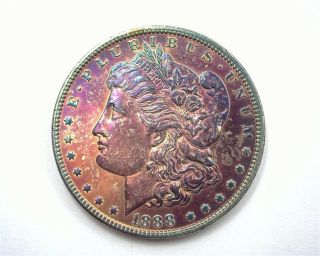 1888 Morgan Silver Dollar Gem Uncirculated Iridescent Toning