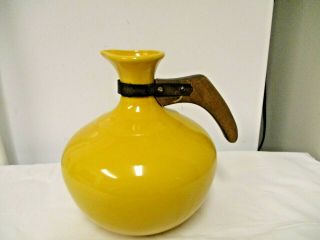 Bauer Pottery Yellow Ball Water Juice Pitcher - Wood Handle