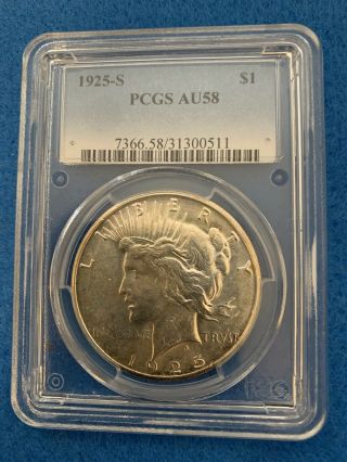 1925 - S Peace Silver Dollar Pcgs Au58