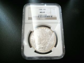 1888 ( (p))  Morgan Silver Dollar Choice Unc Bu Coin Ngc Ms 63
