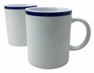 2 Linens N Things Boulevard Cafe Blue Coffee Tea Cups Mugs Stoneware 12 Oz