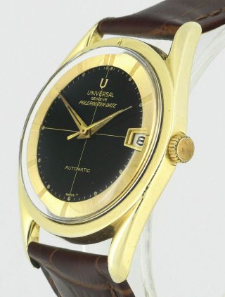 Rare UNIVERSAL Geneve Polerouter Date Gold S/Steel Vintage Mens Wrist Watch 3