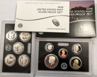 2018 Silver Us Proof Set.  Complete 10 - Coin Set & Ml